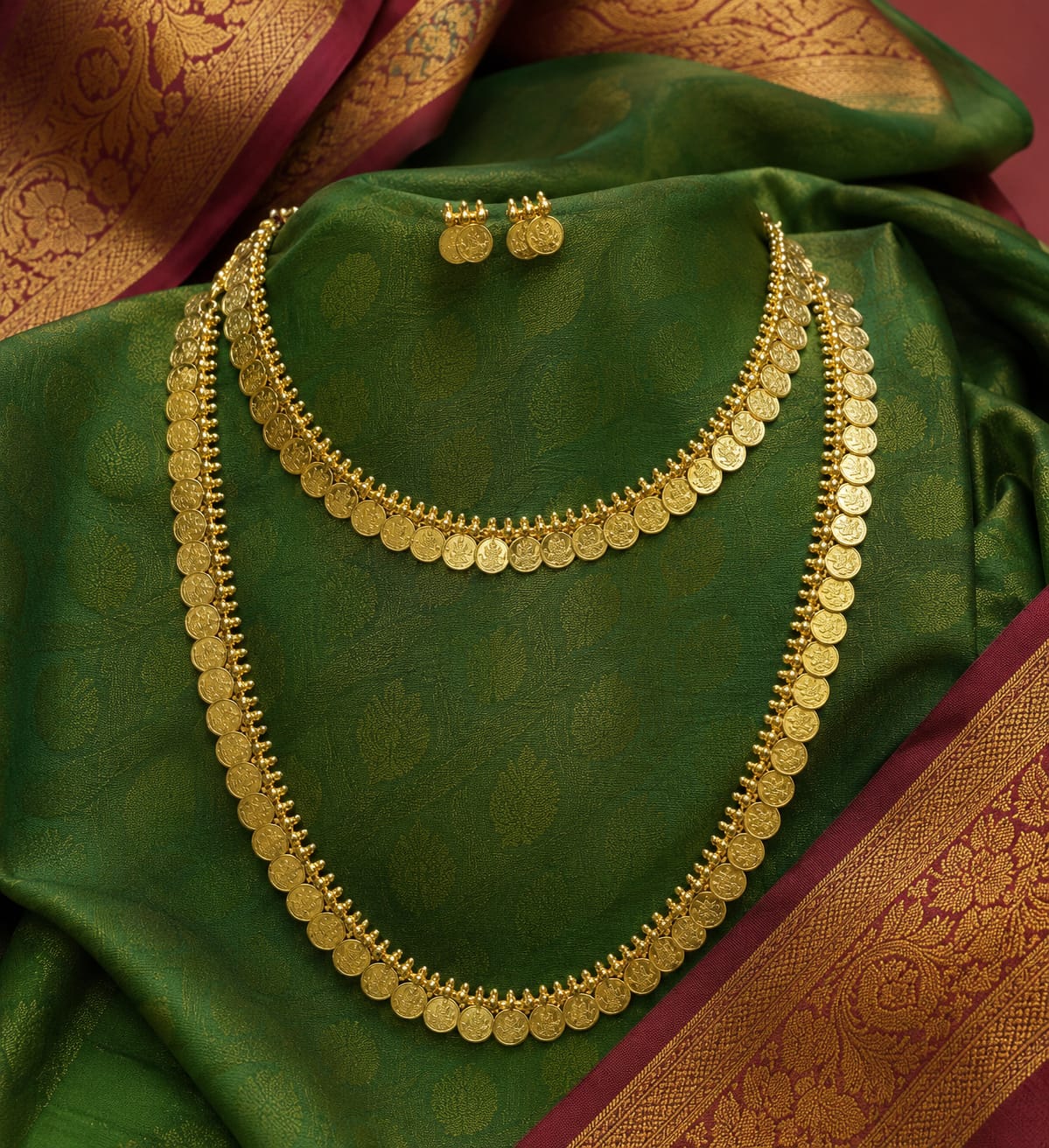 Gold coin South Indian bridal set
